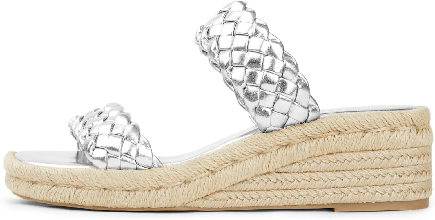 Arromic Women's Platform Wedge Sandals Braided Strap Slide Sandals for Women Casual Slip on Platform Wedges Slides Open Toe Beach Summer Sandals