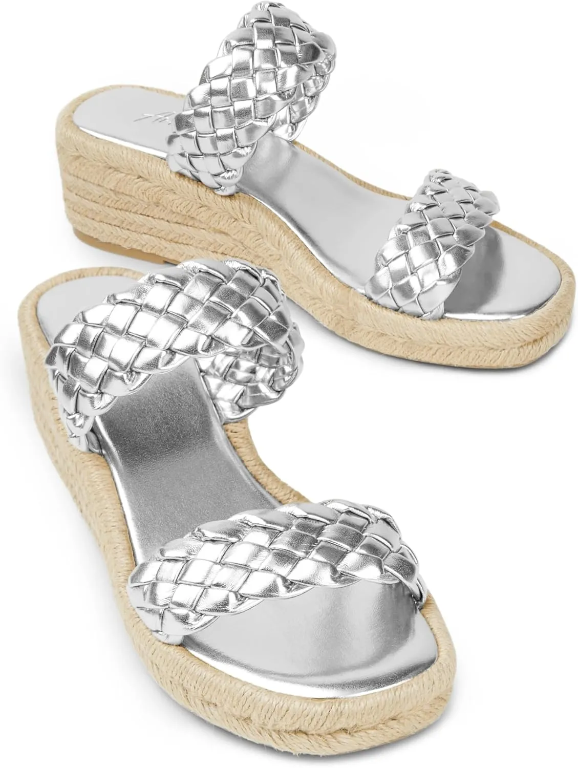 Arromic Women's Platform Wedge Sandals Braided Strap Slide Sandals for Women Casual Slip on Platform Wedges Slides Open Toe Beach Summer Sandals