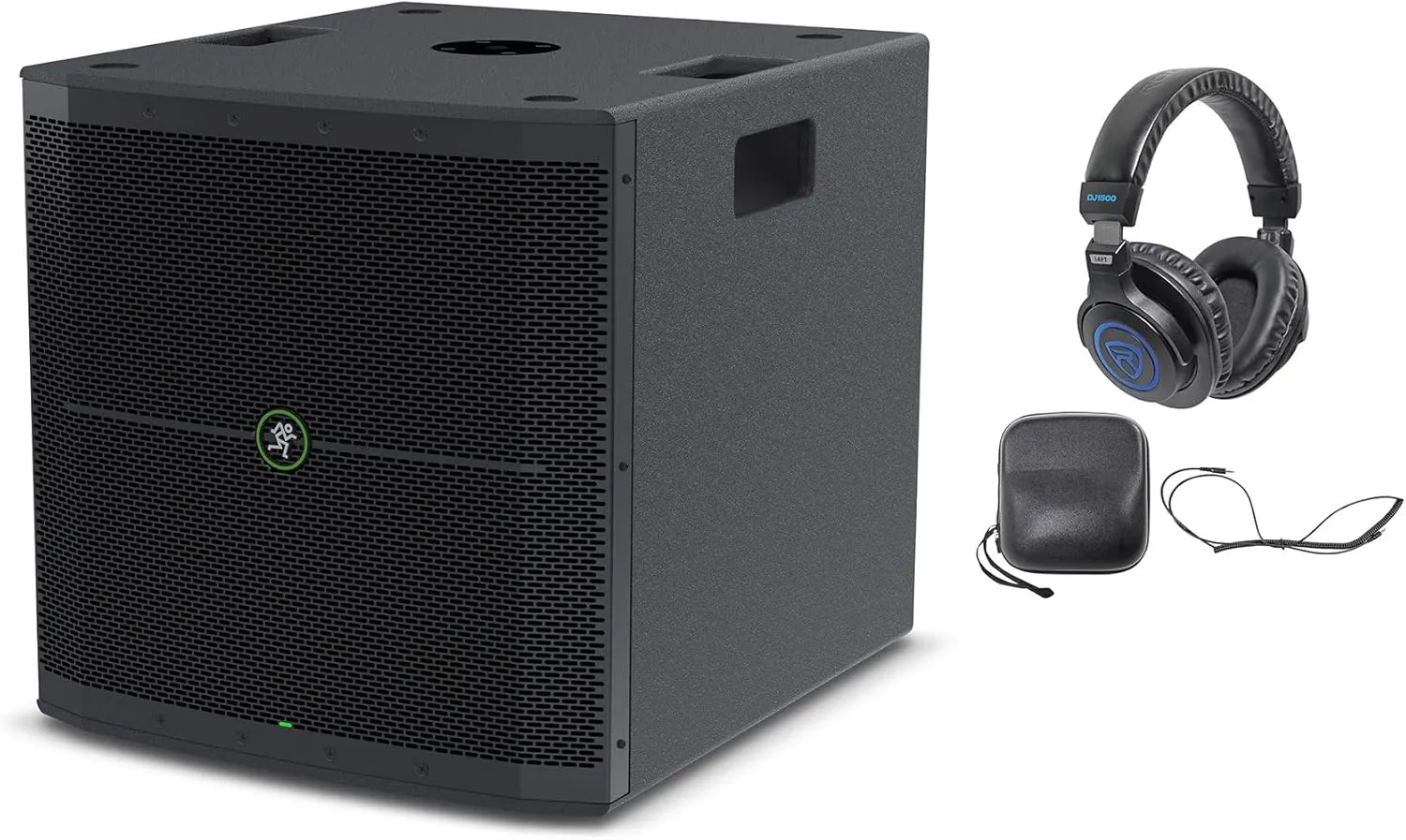 Audiosavings Bundle: (1) Mackie Thump118S 18" 1400 Watt Powered DJ PA Subwoofer Sub Thump 118S Bundle with (1) Rockville DJ1500 DJ Headphones w/Detachable Coil Cable, Case Extra Ear Pad (2 Item)