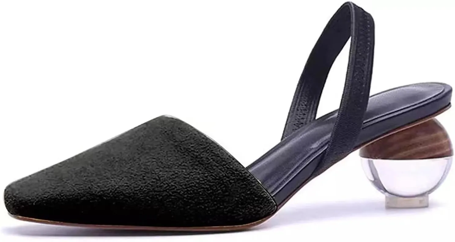 Axellion Mule Slipper for Women, Abnormal Heel Sandals Round Toe Mule Shoes Spherical Sandal Slides for Party Evening