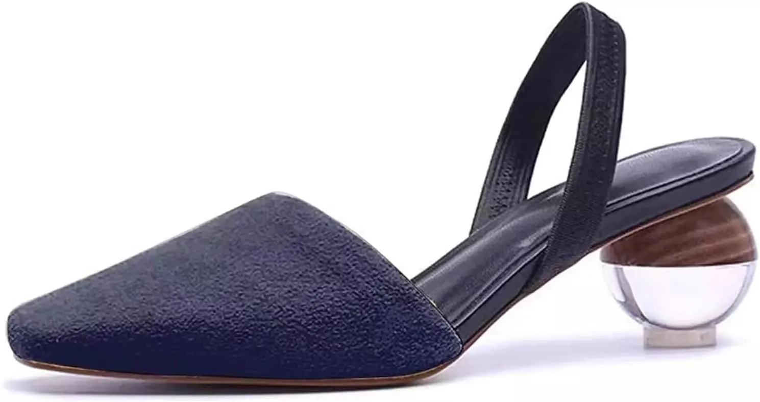 Axellion Mule Slipper for Women, Abnormal Heel Sandals Round Toe Mule Shoes Spherical Sandal Slides for Party Evening