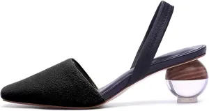 Axellion Mule Slipper for Women, Abnormal Heel Sandals Round Toe Mule Shoes Spherical Sandal Slides for Party Evening