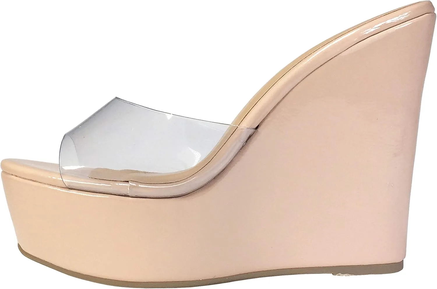 BAMBOO® Women's Clear Band Platform Wedge Slide
