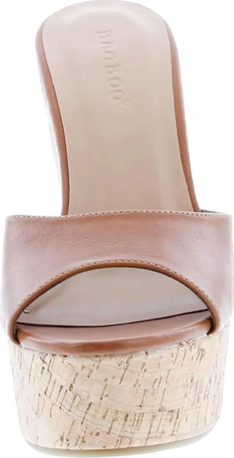 BAMBOO® Women's Clear Band Platform Wedge Slide