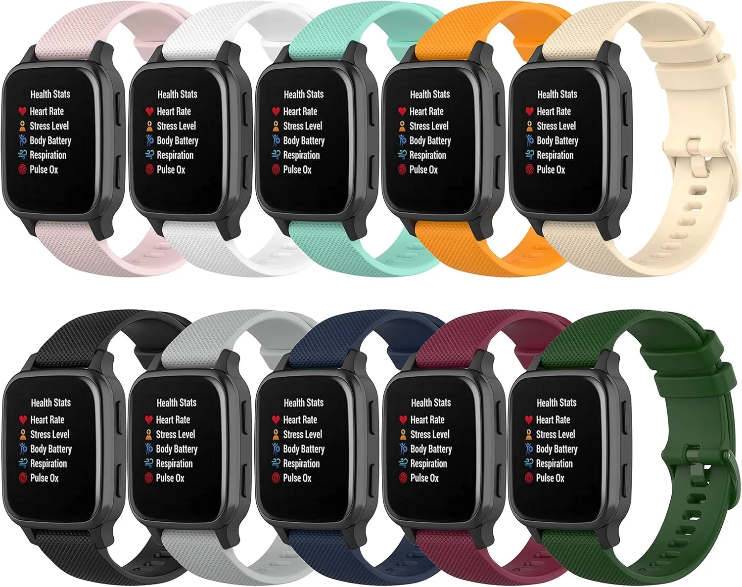 Band for Garmin Venu Sq 2/Music, Soft Silicone Replacement Watch Band for Garmin Venu 2 Plus (No Tracker)