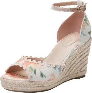 Bandolino Women's KENDRI Wedge Sandal, Ivory Floral Multi 150, 7.5