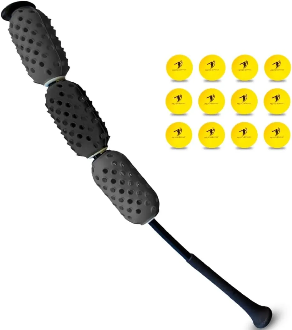 Baseball & Softball Swing Trainer and 12 Durable Foam Balls Bat Swing Air Resistance, Baseball and Softball Training Tool, Batting Aid for Speed and Accuracy