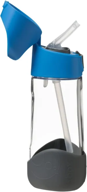 b.box 15 oz Tritan Drink Bottle: Kids Water Bottle w/Straw & Lid for School, Travel, Daycare. Spill & Leak Proof. Easy Grip Triangle Shape. BPA Free, Dishwasher Safe.