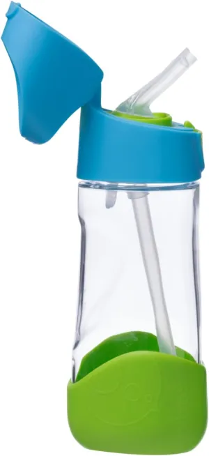 b.box 15oz Tritan Drink Bottle: Modern Water Bottle with Flip Straw for Toddlers & Kids. Spill Proof, Leak Proof, BPA Free. Great for School/Daycare or Next Step after Sippy Cups (Ocean Breeze)