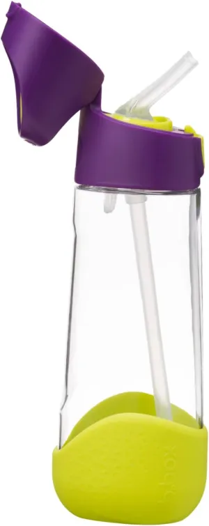 b.box 20 oz Tritan Drink Bottle: Kids Water Bottle w/Straw & Lid for School, Travel, Daycare. Spill & Leak Proof. Easy Grip Triangle Shape. BPA Free, Dishwasher Safe.