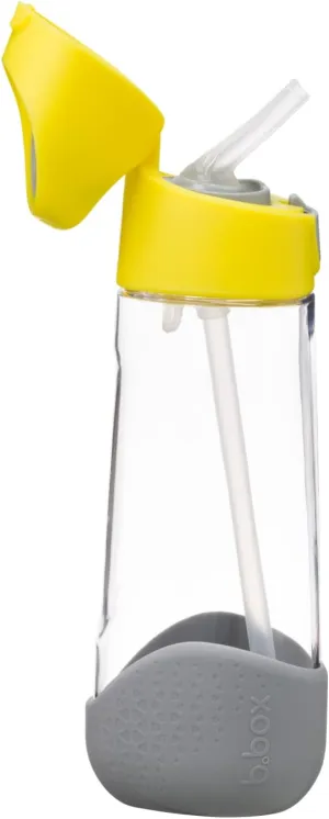 b.box Kids Water Bottle – 20oz Tritan Toddler Drink Bottle with Straw for School, Daycare, Travel w/Easy-Grip Triangular Design, Leak Proof Lid & Handle, BPA Free, Dishwasher Safe (Lemon)