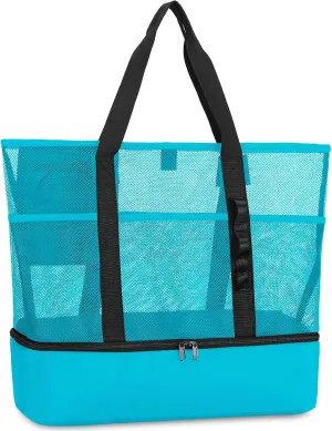 Beach Bag with Cooler,Mesh Beach Bags for Women Sandproof for Pool and Swimming Travel Daily with Durable 8 Pocket