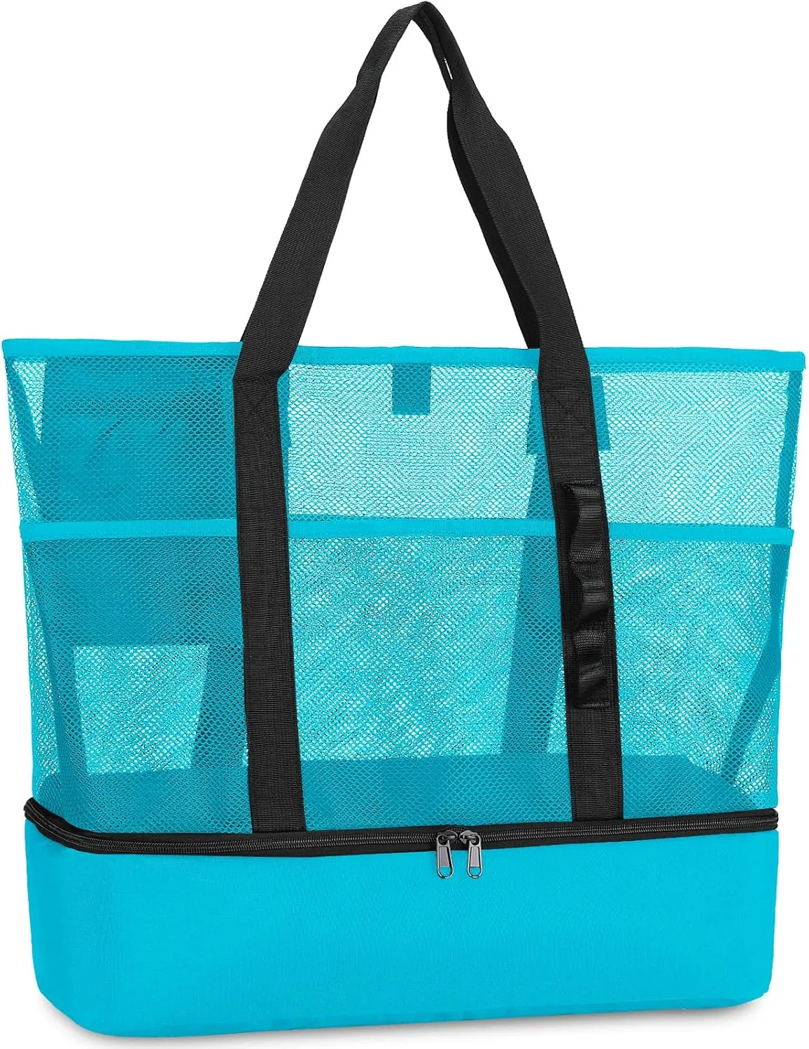 Beach Bag with Cooler,Mesh Beach Bags for Women Sandproof for Pool and Swimming Travel Daily with Durable 8 Pocket