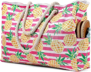 Beach Bags For Women - Large Beach Bags with Zipper Waterproof Sandproof Swim Pool Beach Bag
