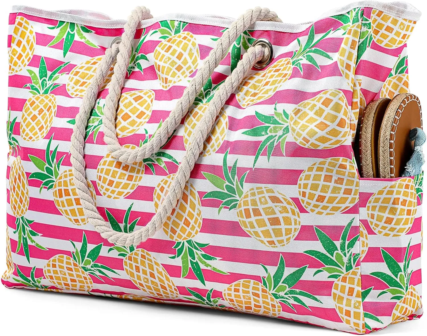 Beach Bags For Women - Large Beach Bags with Zipper Waterproof Sandproof Swim Pool Beach Bag