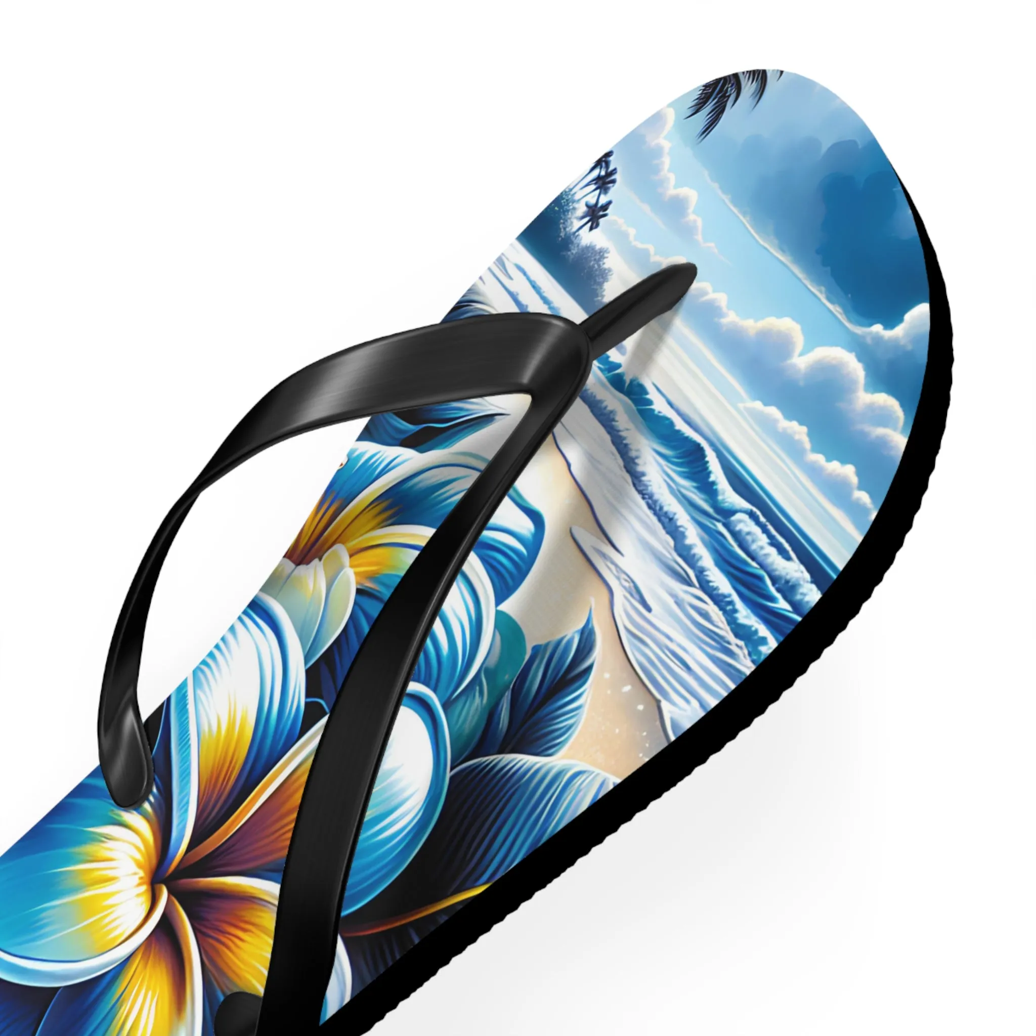 Beach Graphic Floral Flip Flop Sandals
