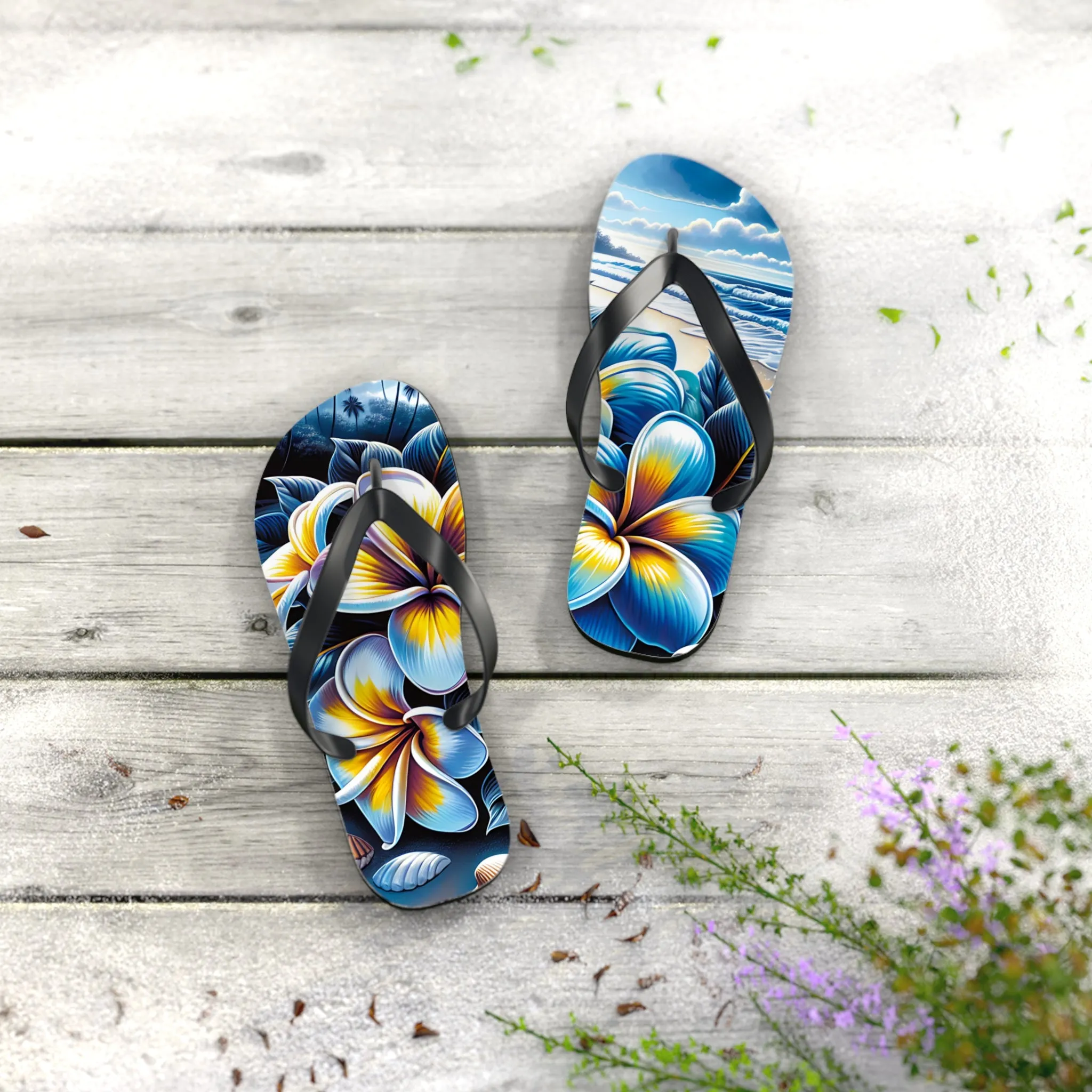 Beach Graphic Floral Flip Flop Sandals