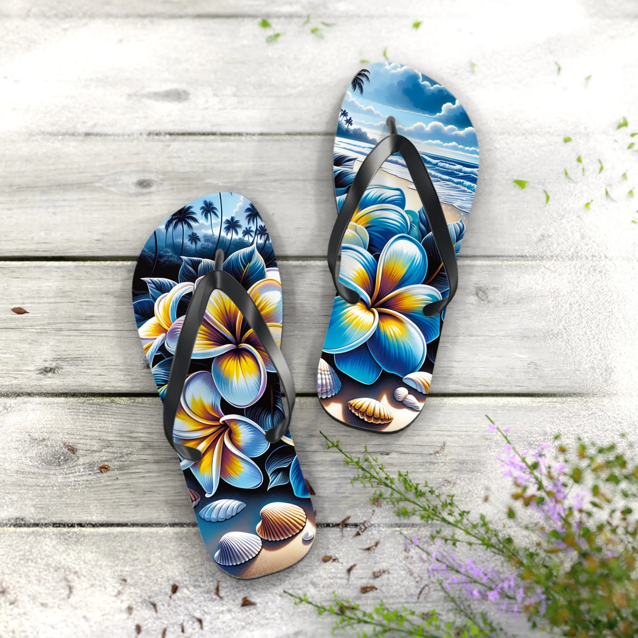 Beach Graphic Floral Flip Flop Sandals