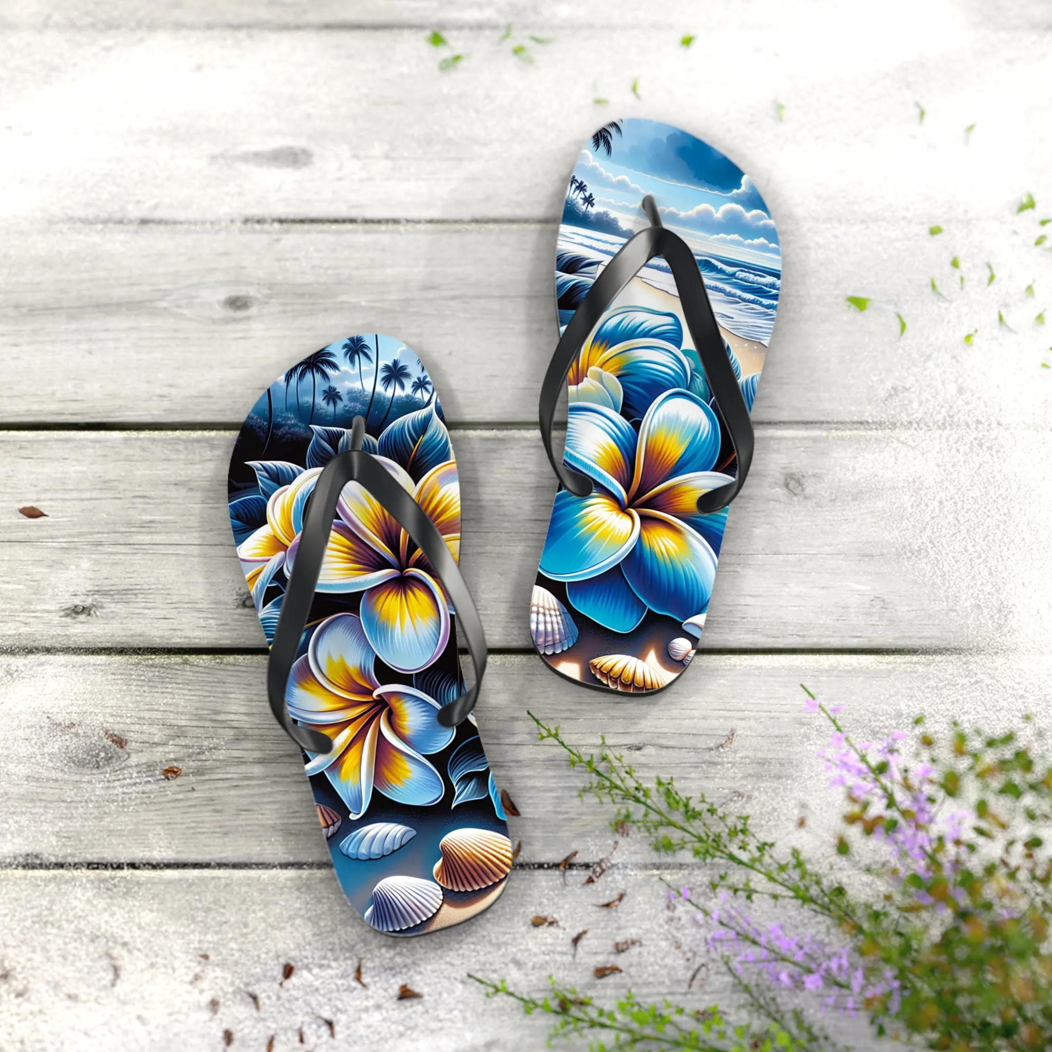 Beach Graphic Floral Flip Flop Sandals