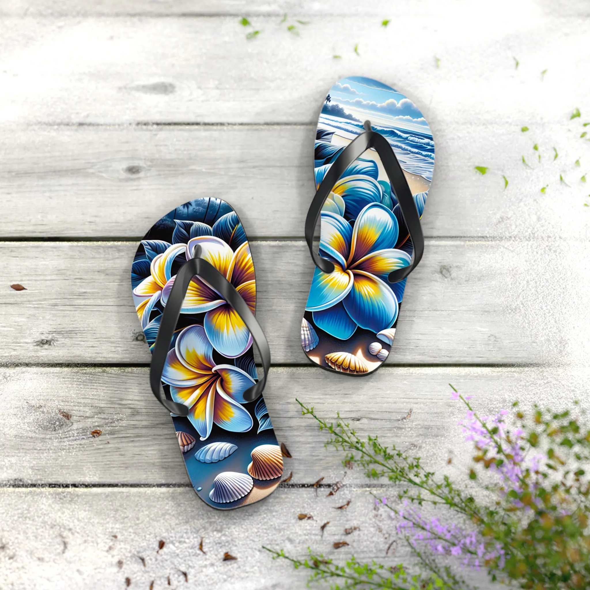 Beach Graphic Floral Flip Flop Sandals