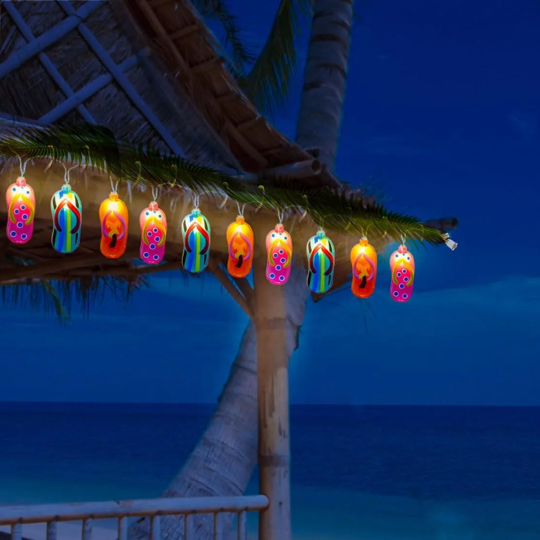 Beach Themed Pary Decorations, 9ft Slipper Outdoor String Lights, Outdoor Party Flips Flops Lights for Wedding Birthday Kindergarten Holiday Summer Themed, Tropical Party Décor, Hawaiian Gifts