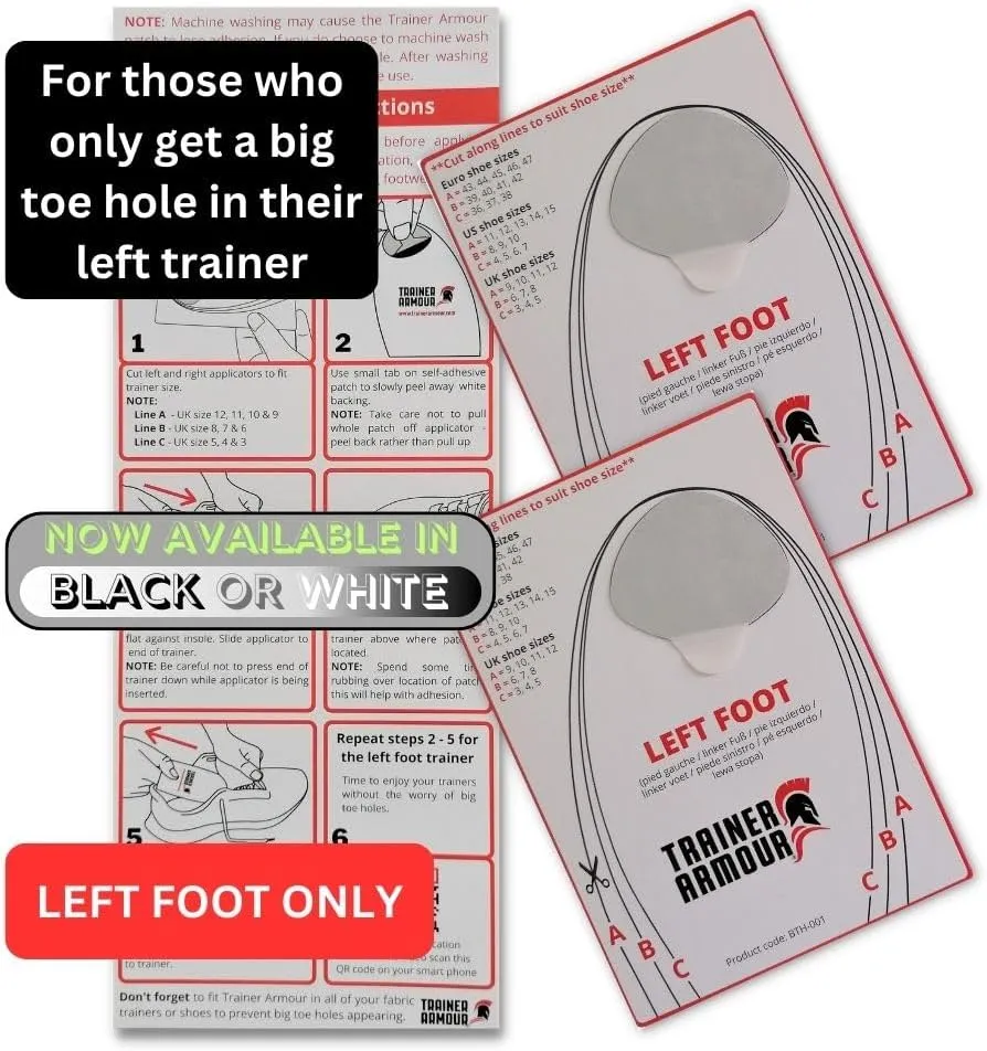Big Toe Hole Preventer, self-Adhesive Patches with a Clever applicator - Shoe Toe Burst Toe Box Blowout Prevention Insert - Toe Hole Area Repair Patch - For Running Shoes and Sneakers