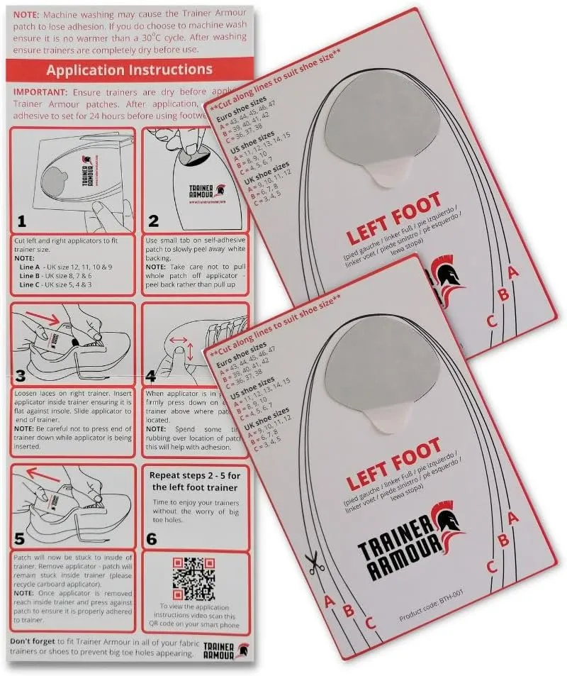 Big Toe Hole Preventer, self-Adhesive Patches with a Clever applicator - Shoe Toe Burst Toe Box Blowout Prevention Insert - Toe Hole Area Repair Patch - For Running Shoes and Sneakers