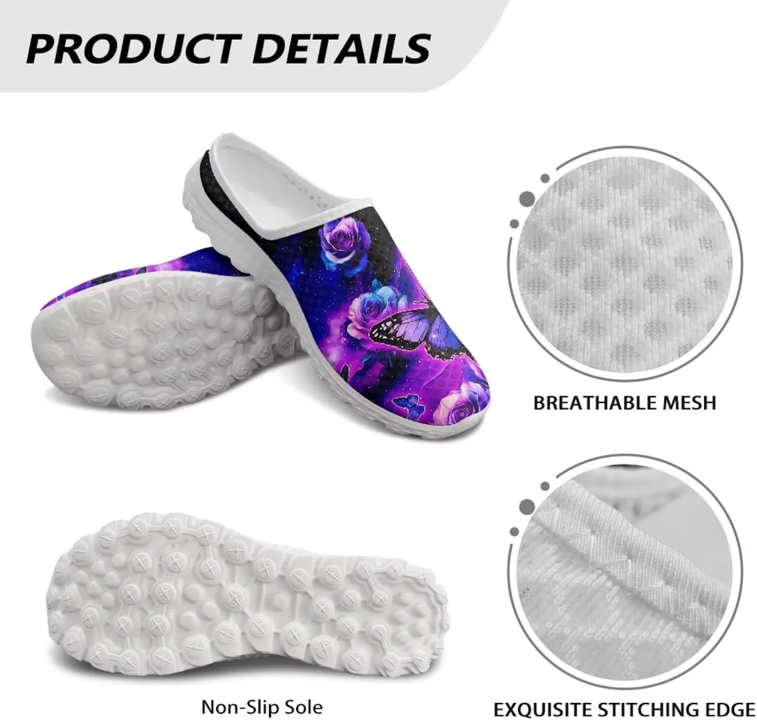 Binienty Women's Arch Support Round Toe Garden Clogs Slip On Breathable Mule Sneakers Wide Width Homen Slippers for Indoor Outdoor