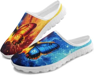 Binienty Women's Arch Support Round Toe Garden Clogs Slip On Breathable Mule Sneakers Wide Width Homen Slippers for Indoor Outdoor