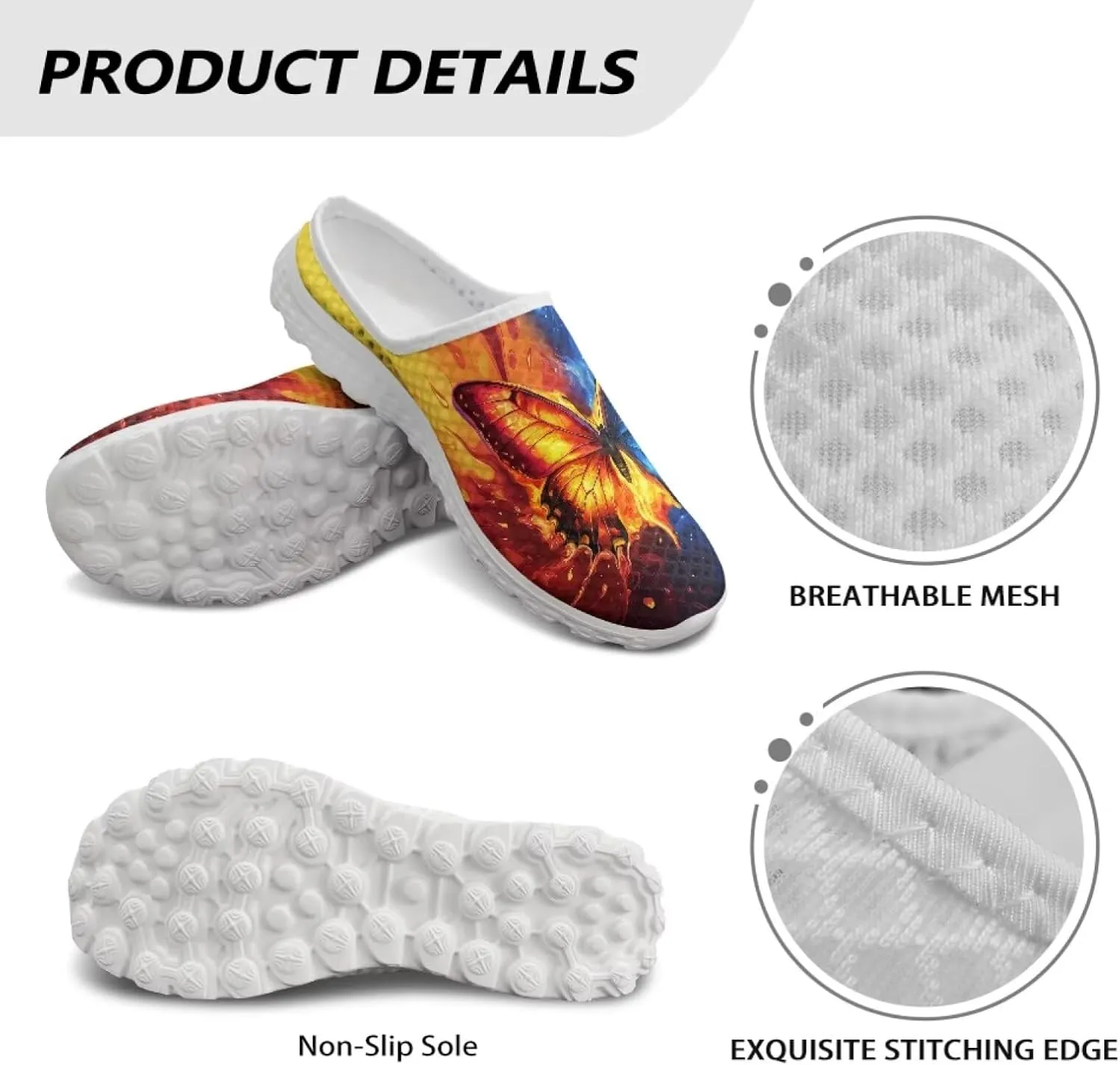 Binienty Women's Arch Support Round Toe Garden Clogs Slip On Breathable Mule Sneakers Wide Width Homen Slippers for Indoor Outdoor