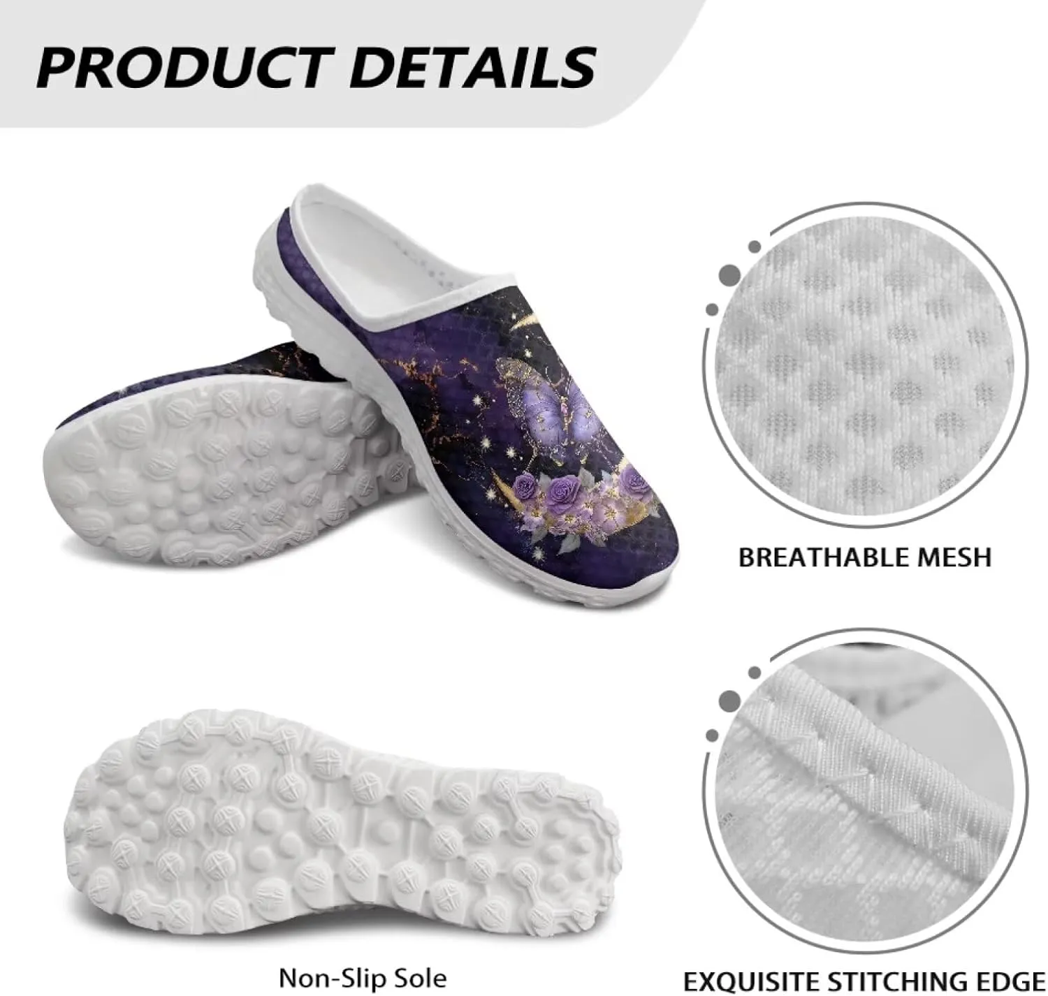 Binienty Women's Arch Support Round Toe Garden Clogs Slip On Breathable Mule Sneakers Wide Width Homen Slippers for Indoor Outdoor