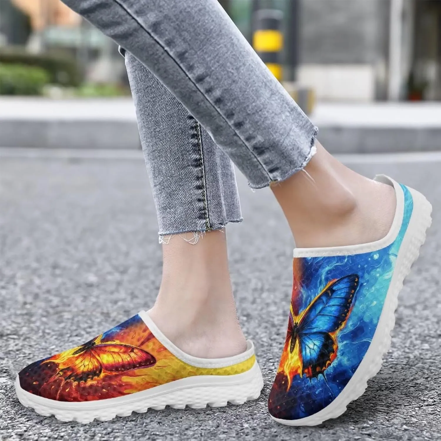 Binienty Women's Arch Support Round Toe Garden Clogs Slip On Breathable Mule Sneakers Wide Width Homen Slippers for Indoor Outdoor