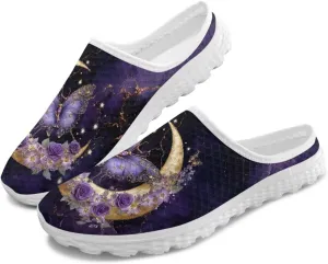Binienty Women's Arch Support Round Toe Garden Clogs Slip On Breathable Mule Sneakers Wide Width Homen Slippers for Indoor Outdoor