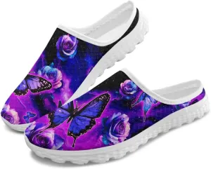 Binienty Women's Arch Support Round Toe Garden Clogs Slip On Breathable Mule Sneakers Wide Width Homen Slippers for Indoor Outdoor