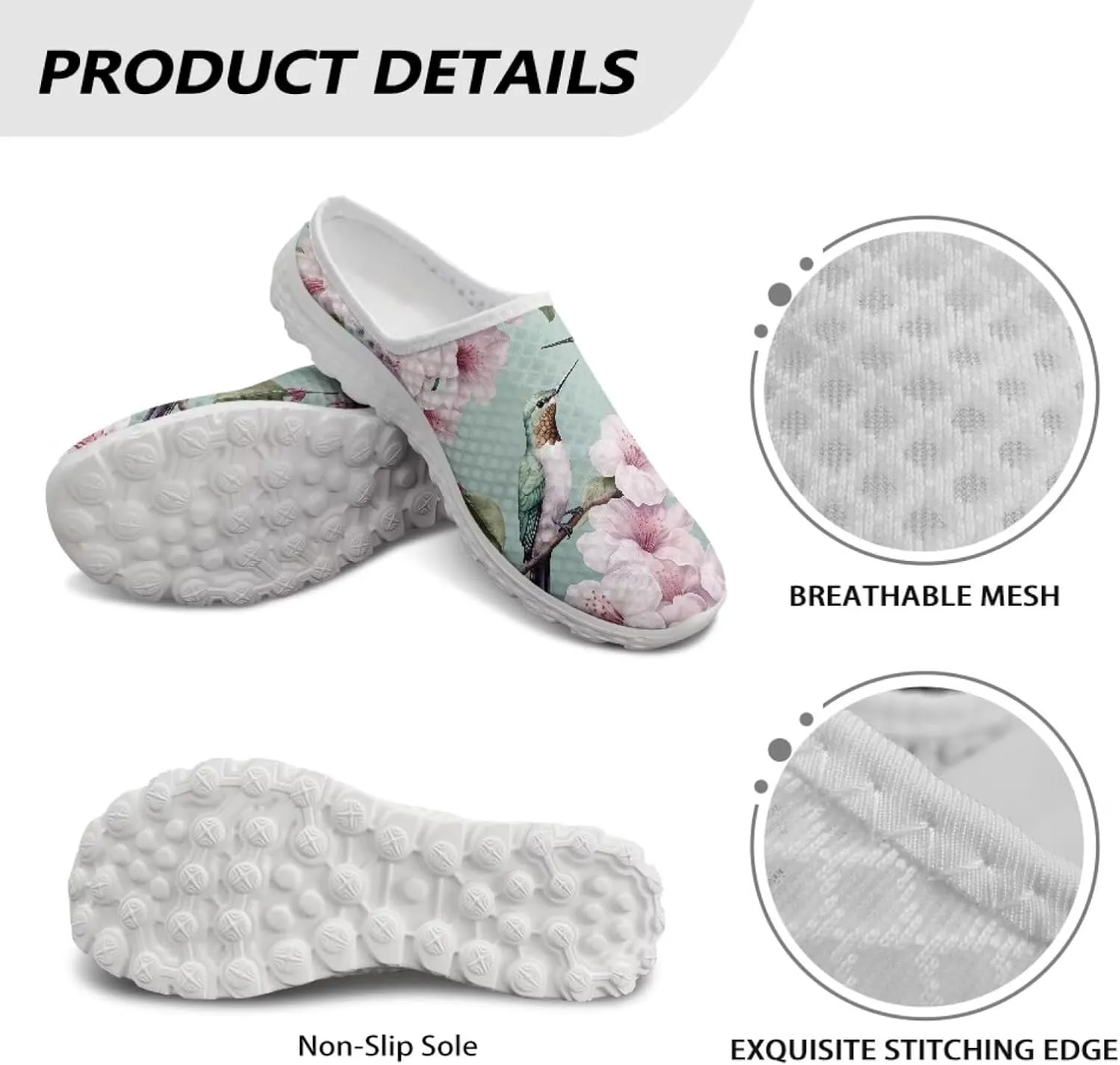 Binienty Womens Mule Shoes Slip on Mesh Garden Clogs Fashion Four Seasons Walking Shoe Outdoor Footwear