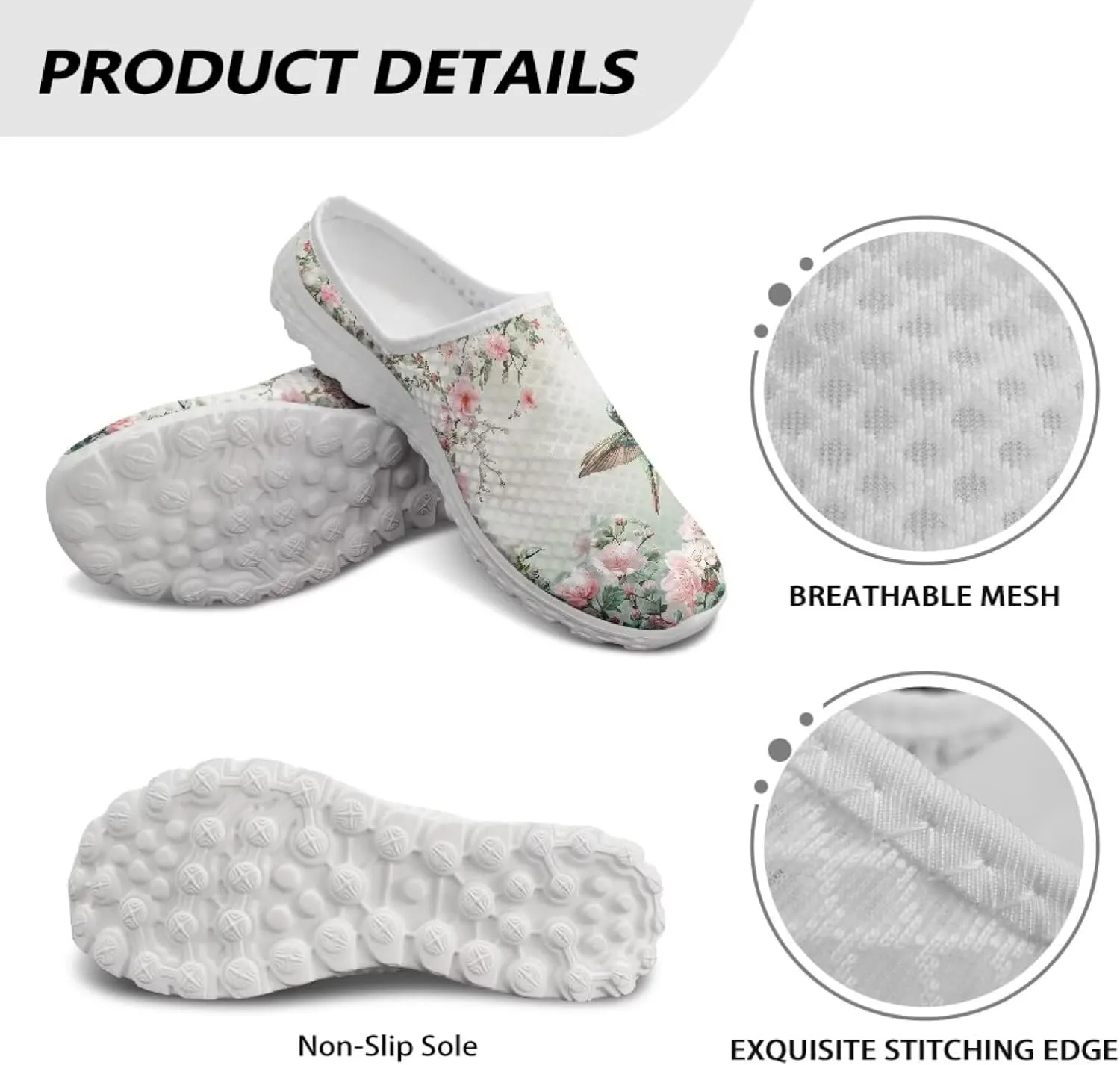 Binienty Womens Mule Shoes Slip on Mesh Garden Clogs Fashion Four Seasons Walking Shoe Outdoor Footwear