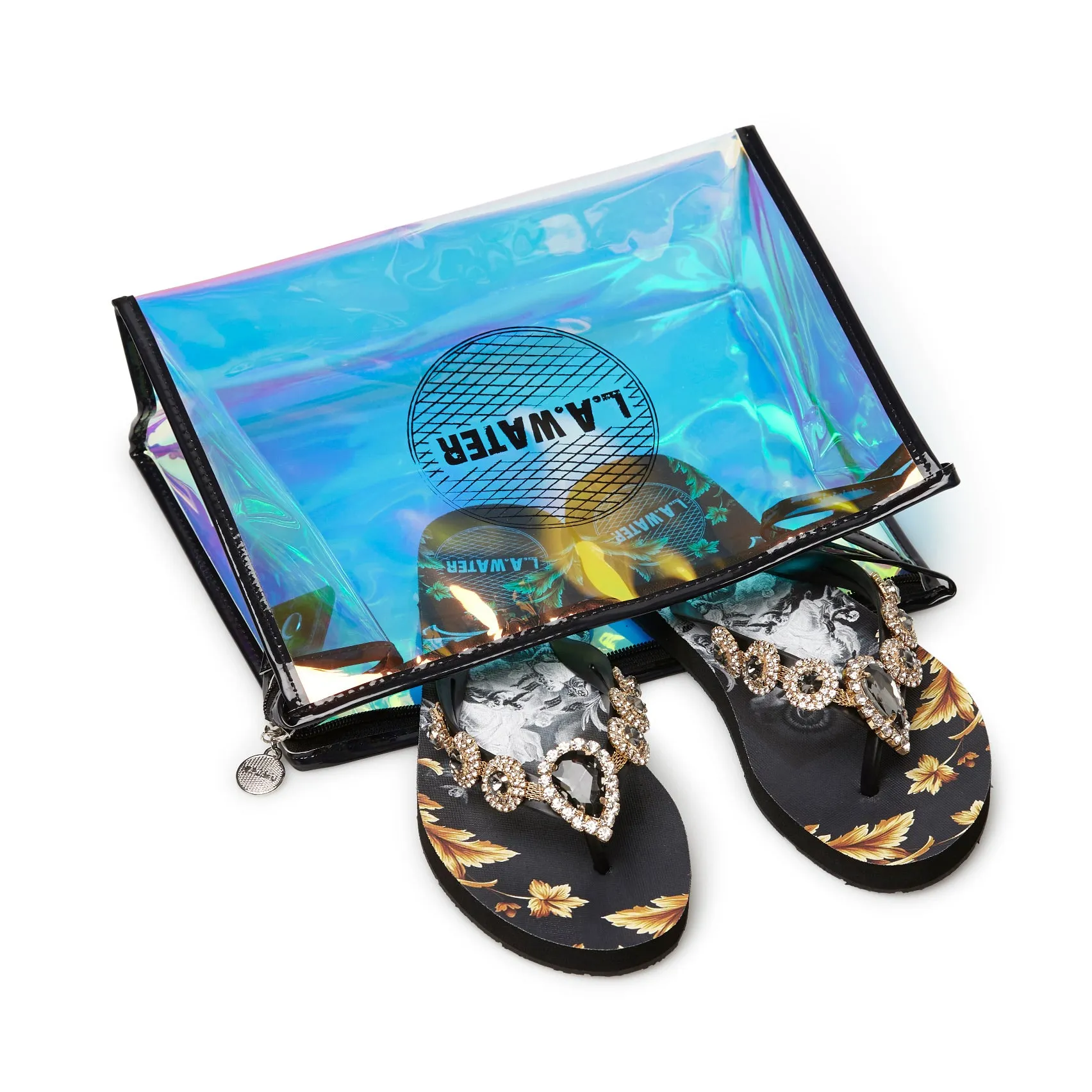BLACK AND GOLD MYSTICAL SLIPPERS