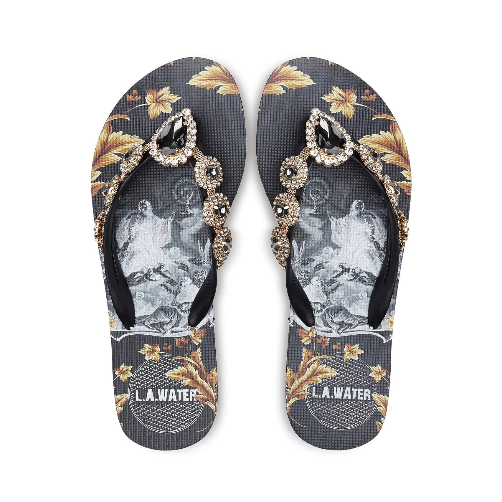 BLACK AND GOLD MYSTICAL SLIPPERS