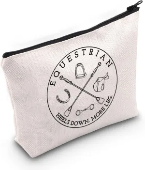 BLUPARK Equestrian Inspired Zipper Bag Horseback Riding Heels Down More Leg Bag Horse Lover Horse Trainer Gift (Equestrian bag)