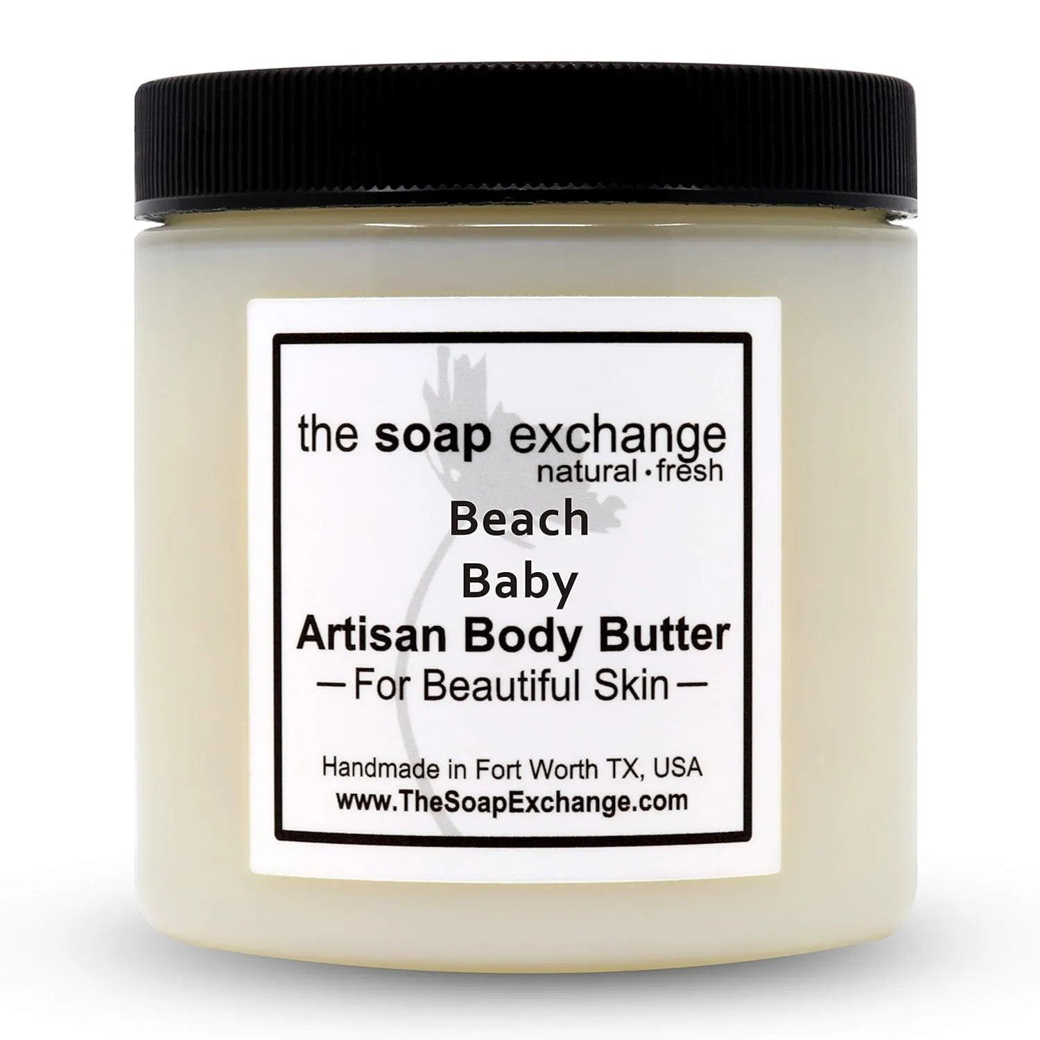 Body Butter - Beach Baby Scent - Hand Crafted 4 fl oz / 120 ml Natural Artisan Skin Care, Shea Butter, Aloe Vera, Nourish, Moisturize, & Protect. Made in the USA.