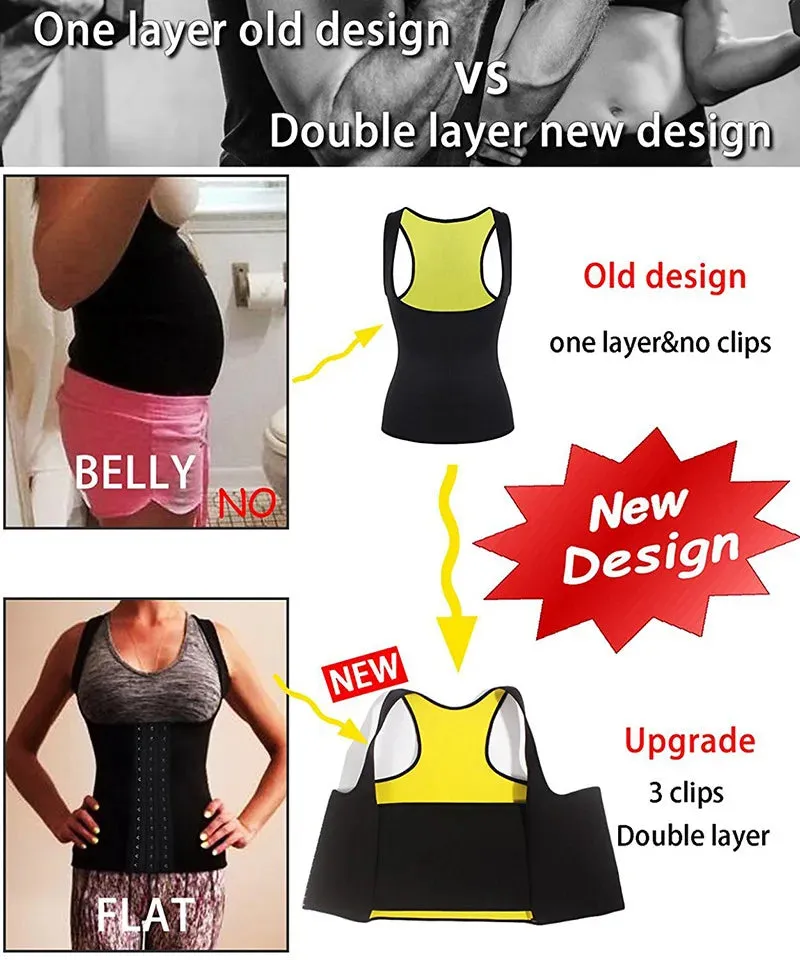 Body Slimming Shapewear Vest with Waist Trainer - Sweat Sport Shaper for Belly Sheath and Posture Support