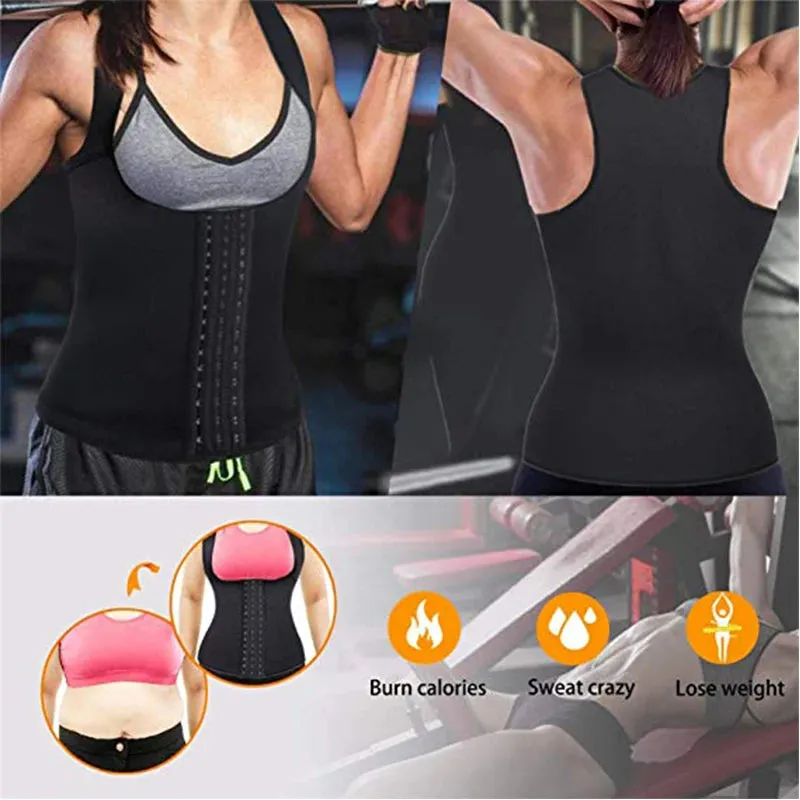 Body Slimming Shapewear Vest with Waist Trainer - Sweat Sport Shaper for Belly Sheath and Posture Support