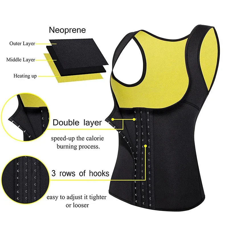 Body Slimming Shapewear Vest with Waist Trainer - Sweat Sport Shaper for Belly Sheath and Posture Support