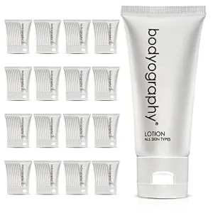 Bodyography blanc- Hand and Body Lotion | 1.4oz | Vanilla White Tea, Mini Travel Size Toiletries (100% Recyclable Tube with Flip Top Cap) Hotel Amenities, Suitable for All Skin Types