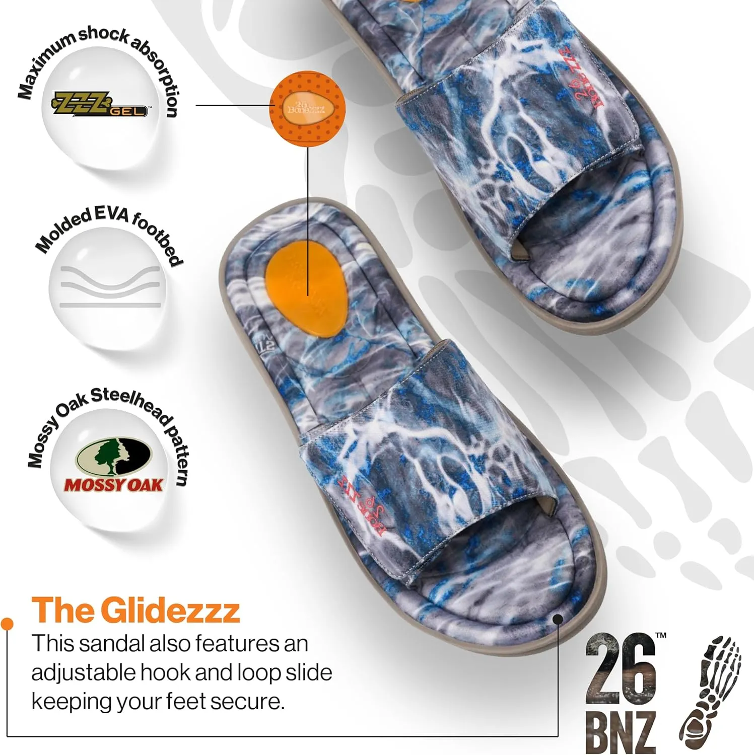 Bonezzz Glidezzz Memory Foam Slides – Recovery Sandals w/Heel Pad & EVA Traction