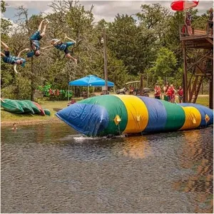 Bounce Swim Platform,Inflatable Water Trampoline, Inflatable Water Drop Diving Airbag Water Ejection Water Droplet Inflatable Water Bomb Pillow, Inflatable Water Polo Jumping, Water Toys(1.5*5m)