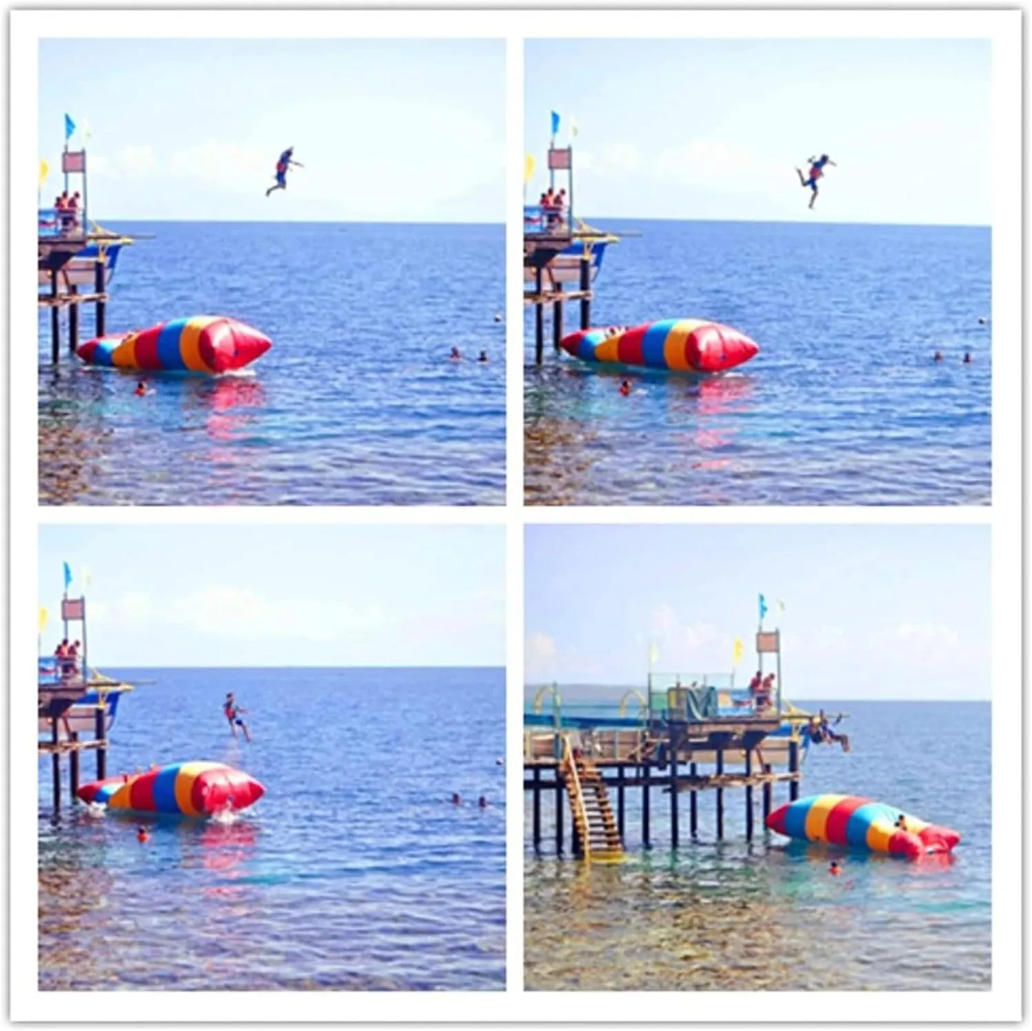 Bounce Swim Platform,Inflatable Water Trampoline, Inflatable Water Drop Diving Airbag Water Ejection Water Droplet Inflatable Water Bomb Pillow, Inflatable Water Polo Jumping, Water Toys(1.5*5m)