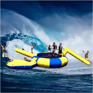Bounce Swim Platform,Inflatable Water Trampoline, Water Trampoline Diameter PVC Inflatable Trampoline Floating Inflatable Water Trampoline Amusement Equipment,Water Trampoline with Slide(5m)