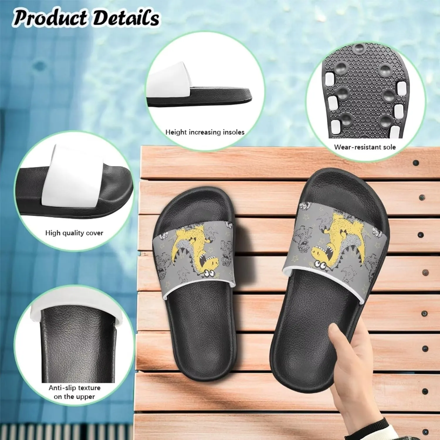 Boys House Slippers Everyday Non-slip Slide Sandals Comfortable Bathroom Shower Shoes Kids Beach Sandal