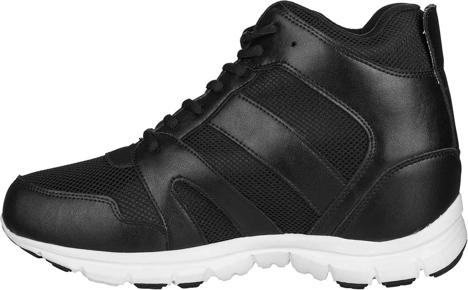 CALTO Men's Invisible Height Increasing Elevator Shoes - Black Leather/Mesh Lace-up Sporty Trainers - 4 Inches Taller - G3330 - Size 7 D(M) US